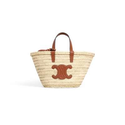CELINE TEEN CELINE CLASSIC PANIER IN PALM LEAVES AND CALFSKIN 113832CGG.04LU (23*21*15cm)